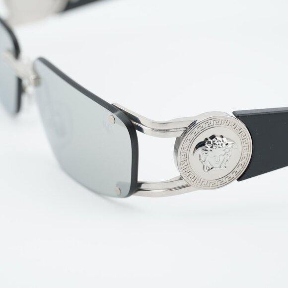 Versace VE2291 10016G Sunglasses Silver/Black Rectangle Frame, Grey Lenses main image 3